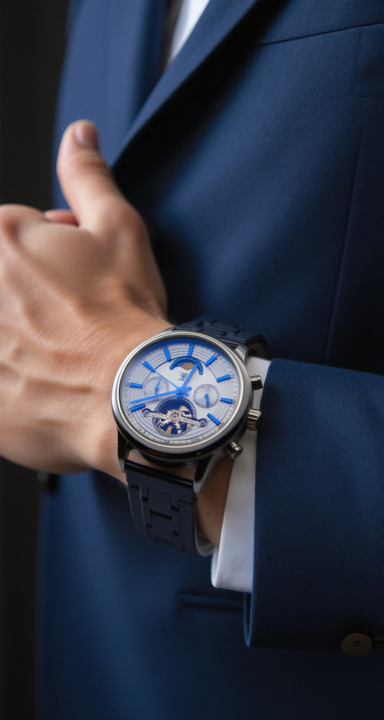 Etrie Prestige Skeleton Silver Watch