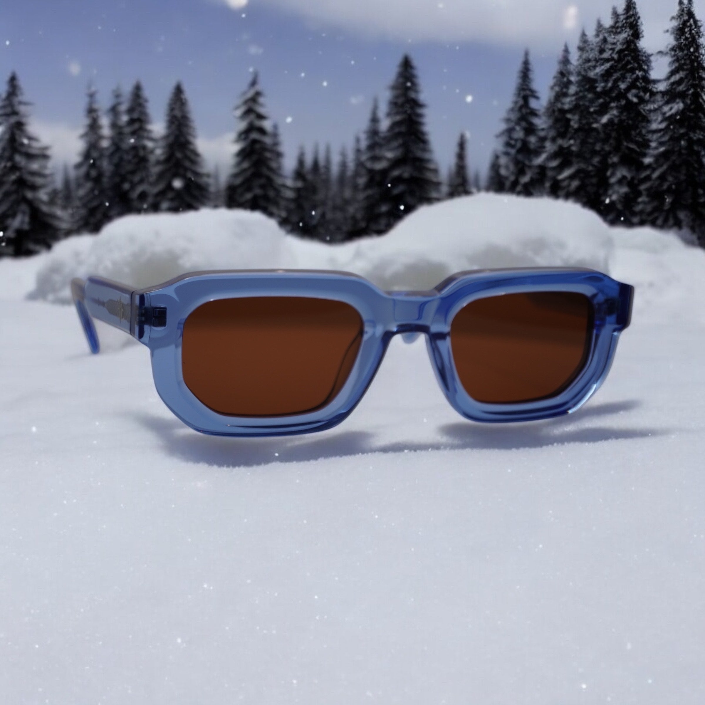 Bold Blue Square Frame Sunglasses – Retro-Inspired with Tinted Lenses