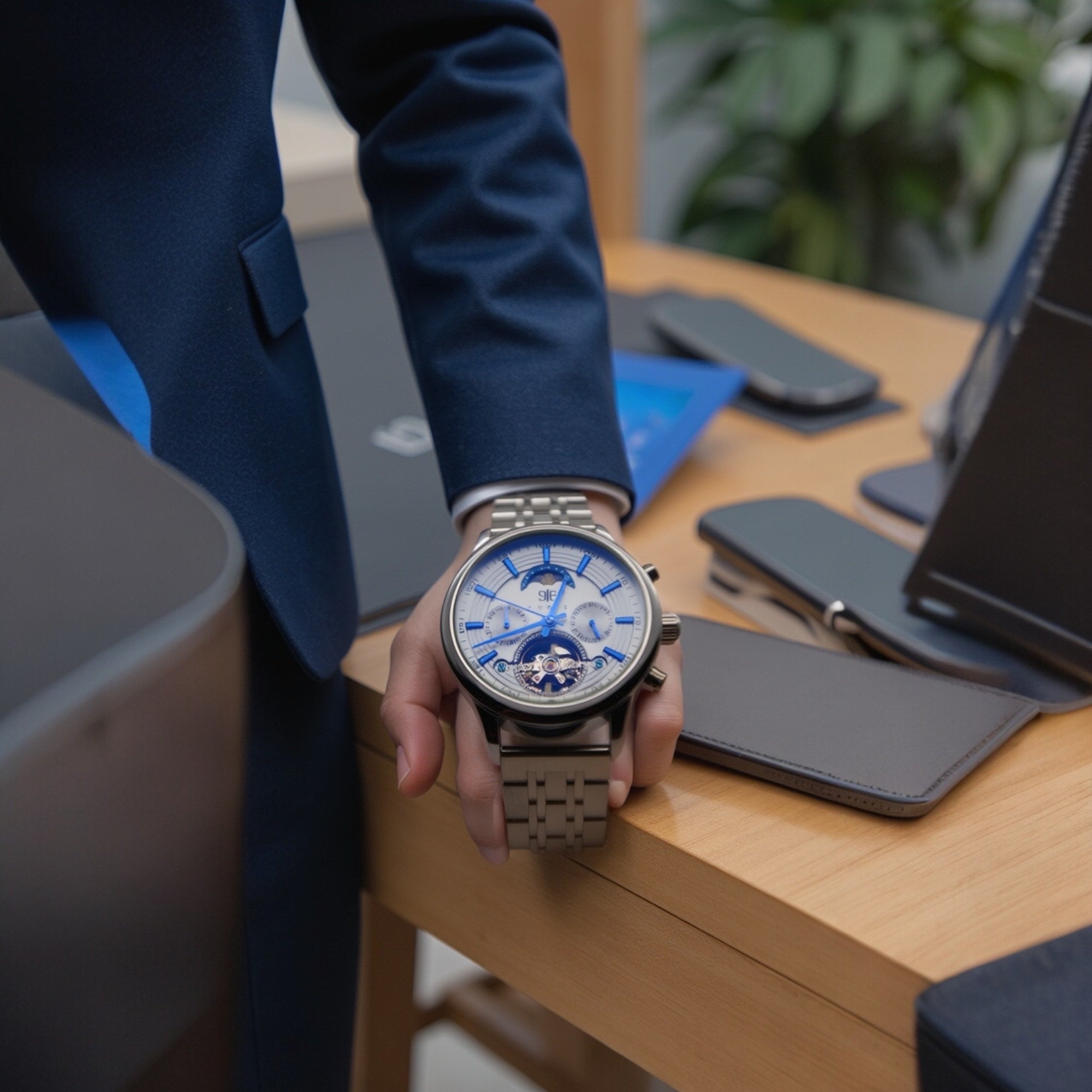 Etrie Prestige Skeleton Silver Watch