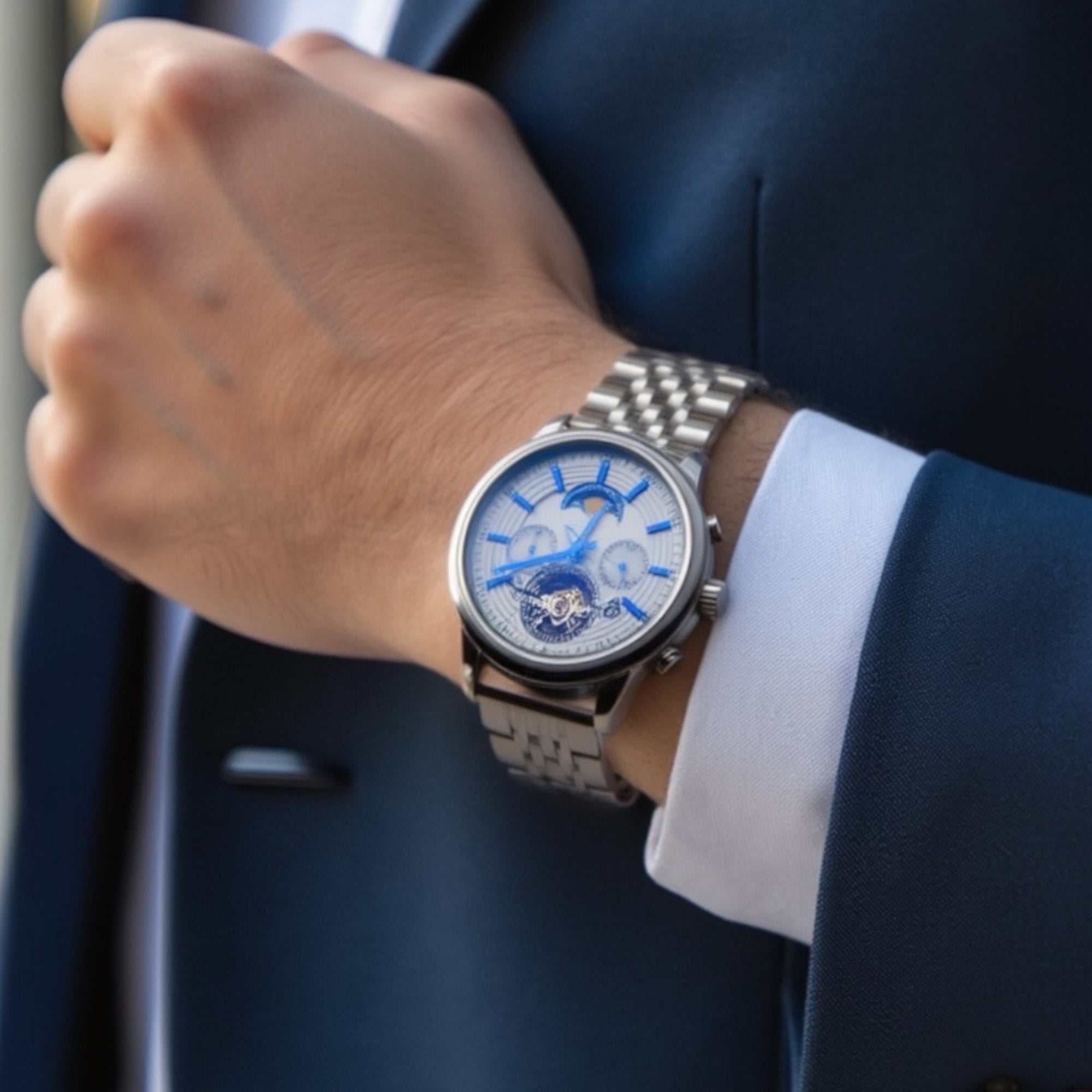 Etrie Prestige Skeleton Silver Watch