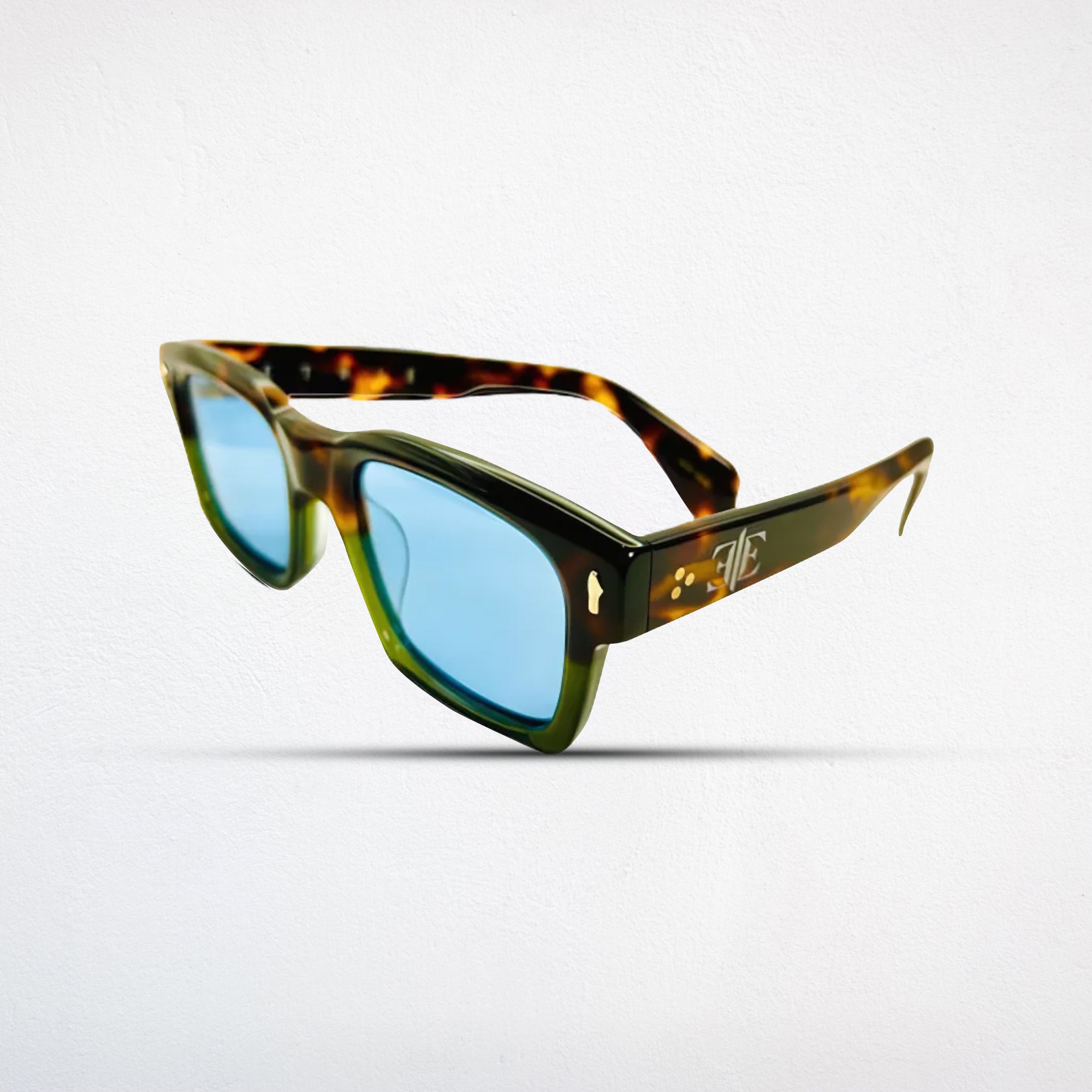 Etrie Vintage-Inspired Tortoiseshell Sunglasses with Oversized Rectangular Frame and Blue-Tinted UV Protection Lenses"