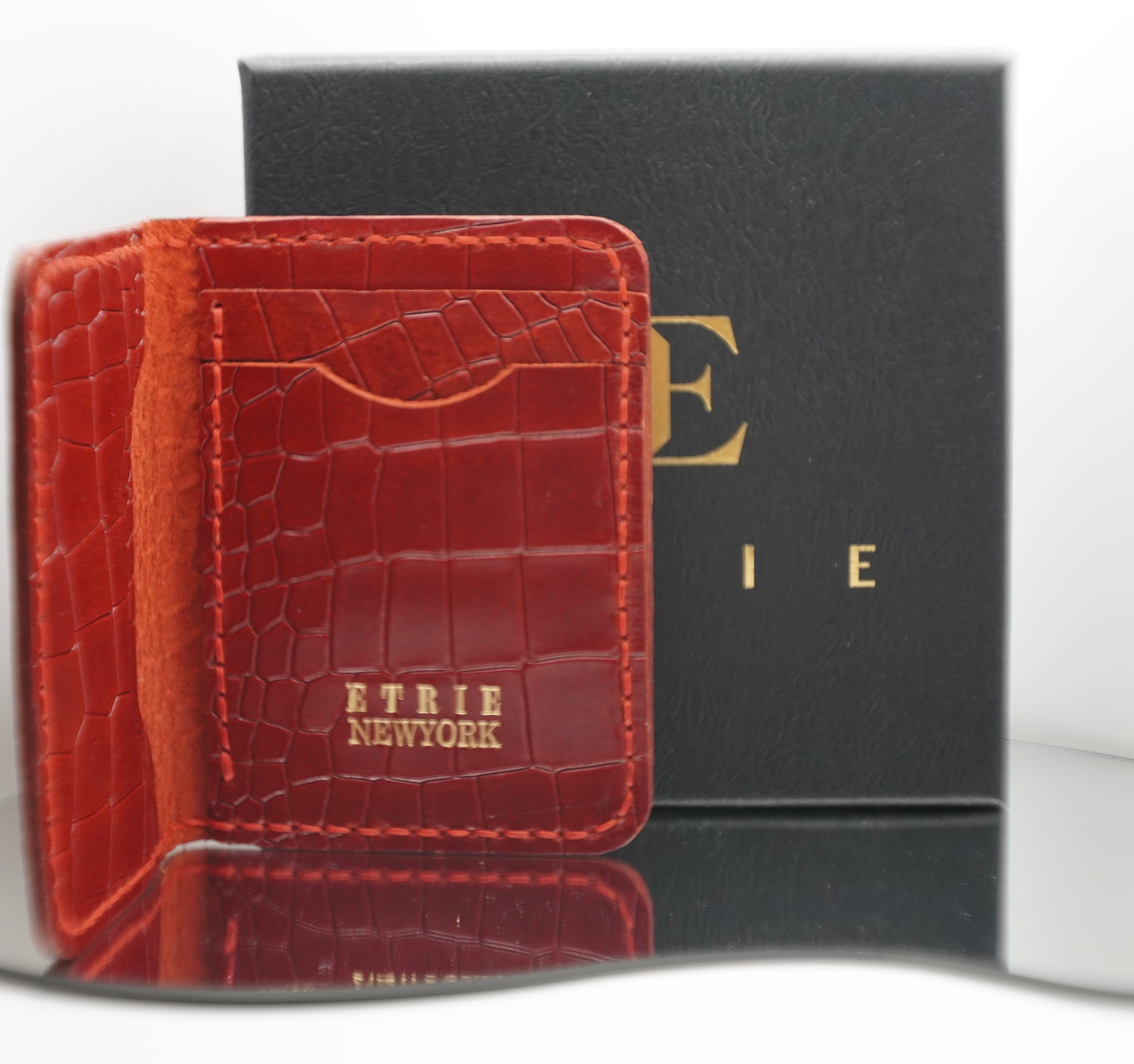 Etrie New York Handcrafted Leather Card Holder - Rich Red