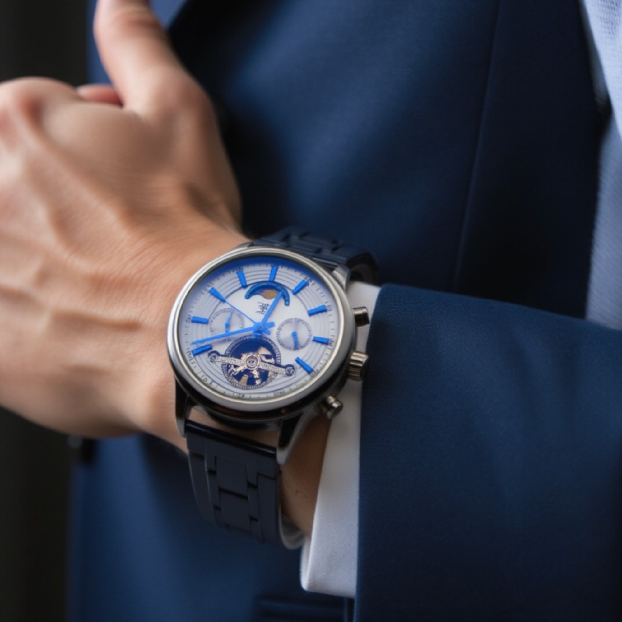 Etrie Prestige Skeleton Silver Watch