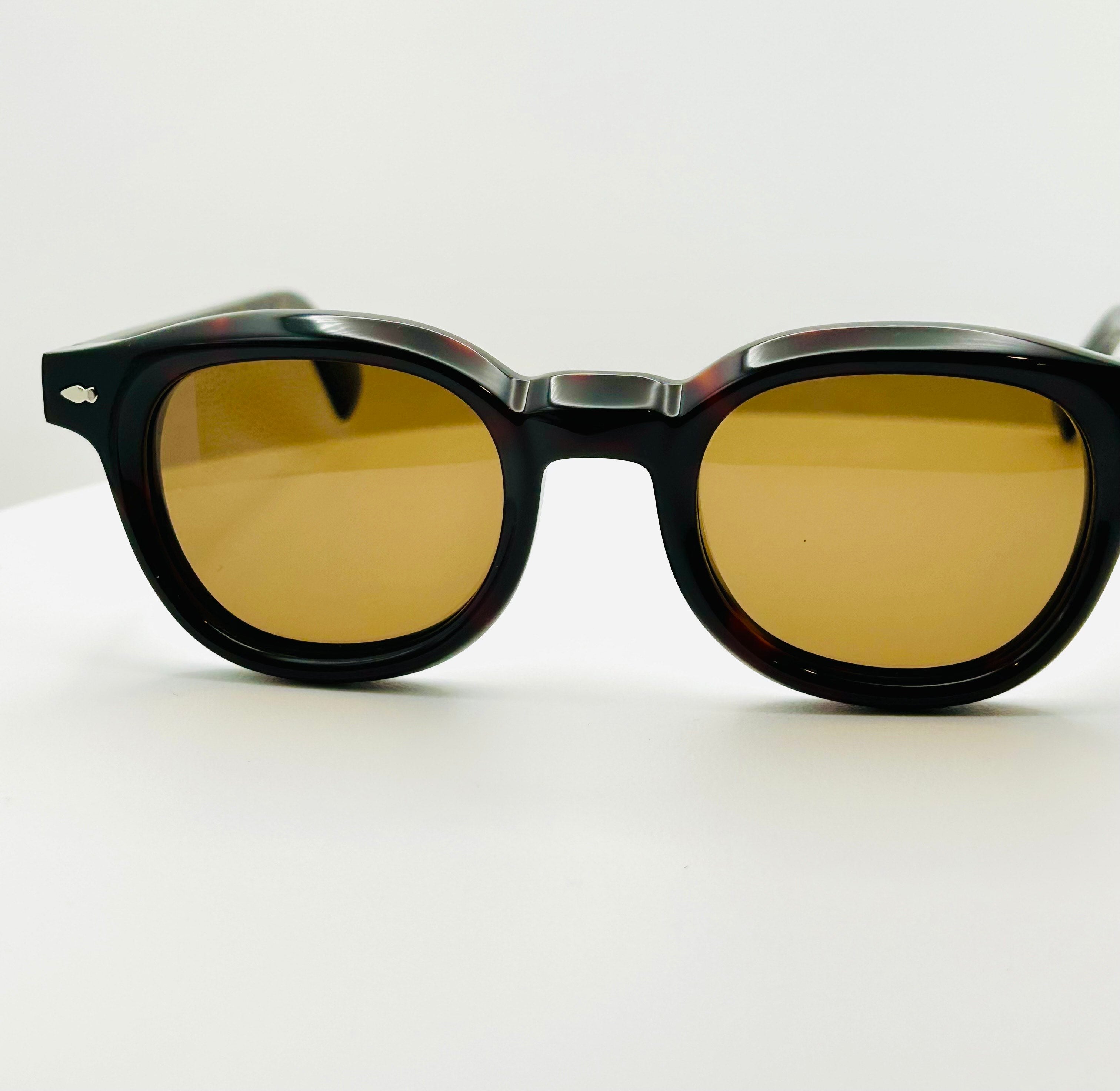 ETRIE Havana Round Acetate Sunglasses – Light Brown Lens