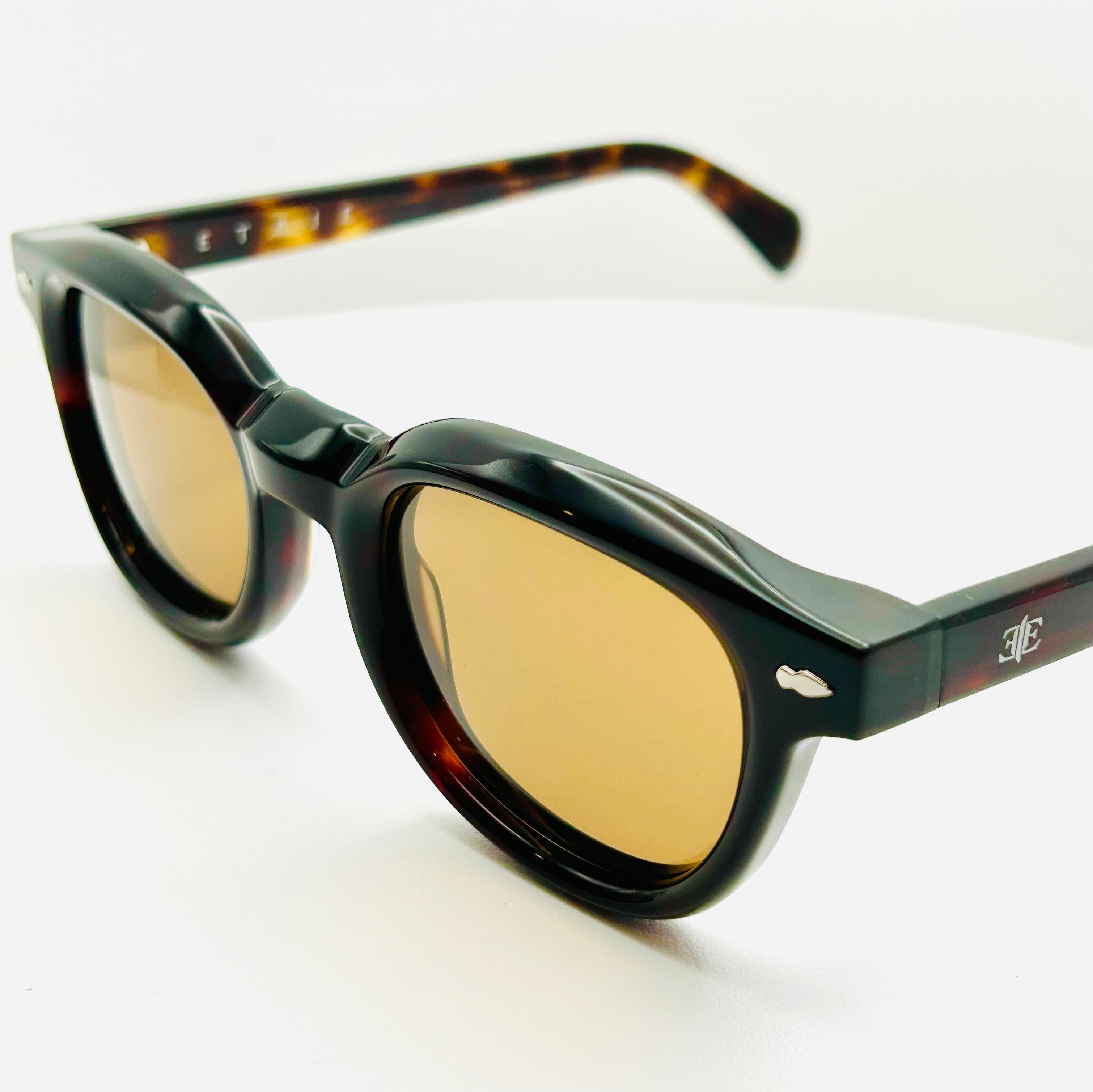 ETRIE Havana Round Acetate Sunglasses – Light Brown Lens