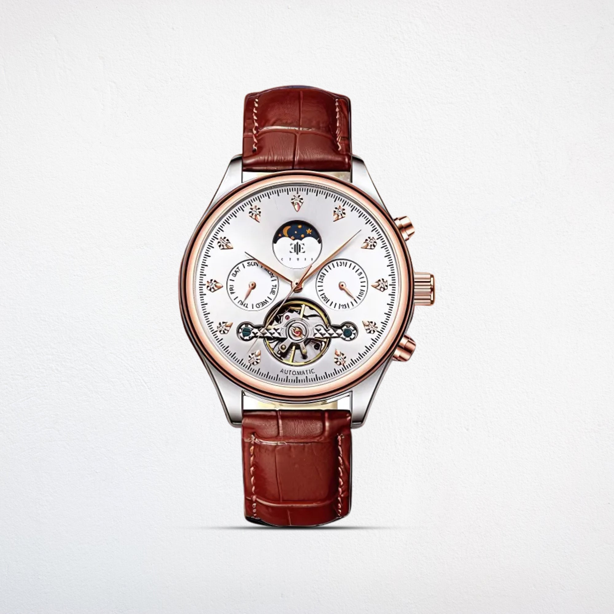 Etrie Elegant Mechanical Watch with leather strap