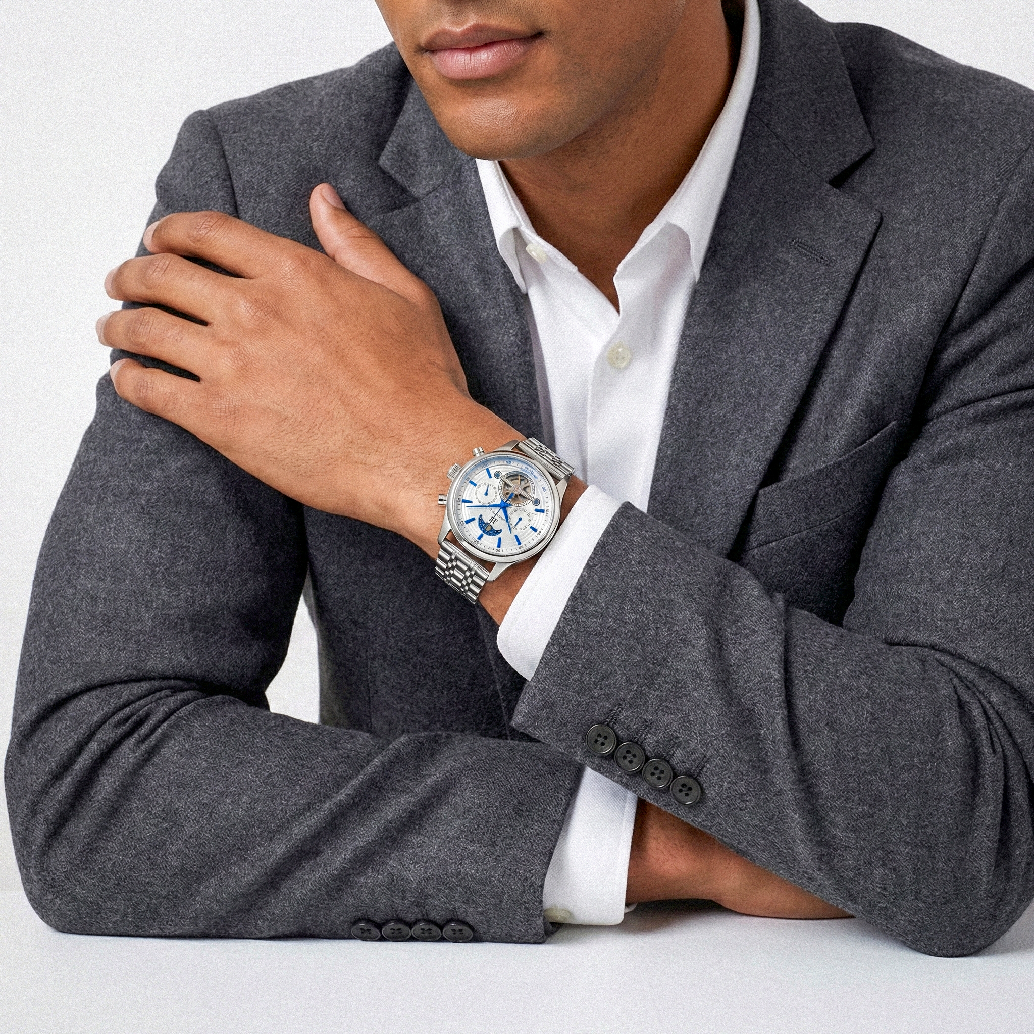 Etrie Prestige Skeleton Silver Watch